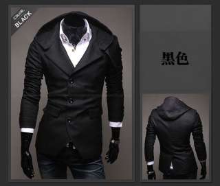 Mens Fashion Casual Slim Hoodie Suit Top Blazers Sport Coats Jacket M 