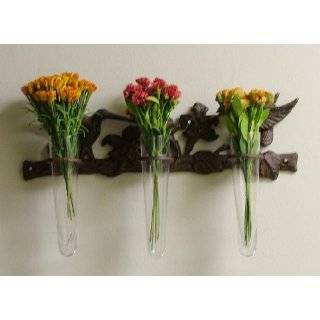 Hummingbird Cast Iron Wall Décor with Glass Vases