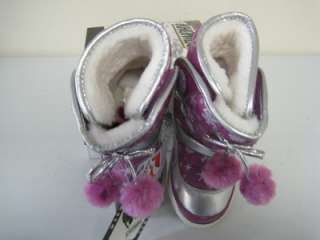   Snow Boots White Purple Pink Silver Snow Flakes all sizes light & warm