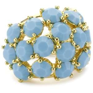 Trina Turk Jewel Encrusted Opaque Turquoise Color Ring, Size 7