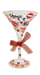   Kisses Hand Painted Martini Glass w Gift Box New 088235011855  