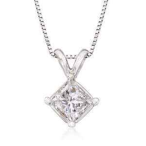   00 Carat Princess Cut Diamond Pendant In 14kt White Gold. 18 Jewelry