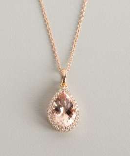 Armadani morganite and diamond rose gold teardrop pendant necklace 
