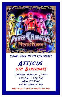 Set of 10 Power Rangers Personalized Invitations  