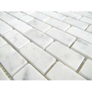 Italian white Cararra Marble Tumbled 19 x 38 x 6mm Brick Pattern floor 