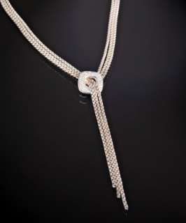 Vera Wang platinum and diamond pavé bow tie necklace   up to 