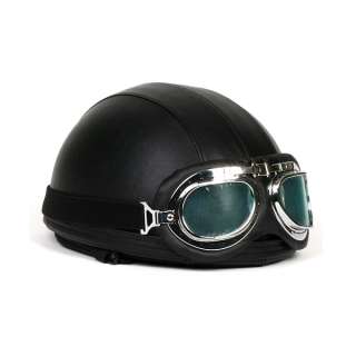Motorcycle Vintage Style Goggles Retro Helmet Black  