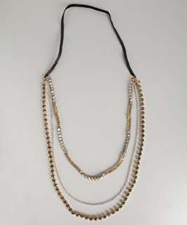 Chan Luu gold crystal multi strand chain necklace   
