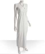 style #311778001 white jersey pleat detailed maxi halter dress