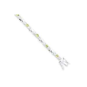   Silver Peridot Bracelet   7.5 Inch   Box Clasp   JewelryWeb Jewelry