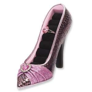  Pink Faux Snakeskin High Heel Shoe Ring Holder Jewelry