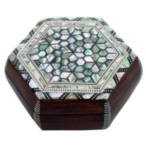  Wood Decorative Decorative Hexagon Jewelry Box package of 5 Jewelry 