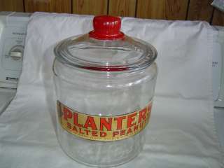   Store Counter Round Glass Mr. Peanuts Jar with Paper Label  
