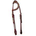 New LARGE CRYSTAL single ear headstall, cherry leather, RED, BLUE 