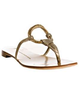 Giuseppe Zanotti pewter leather jeweled ring flat sandals   up 