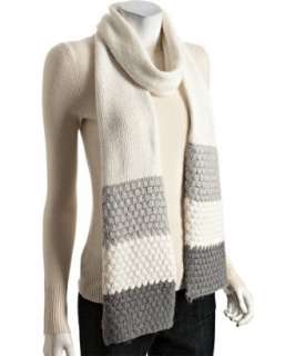Lucky Brand cream and grey striped Holiday Highlife scarf   