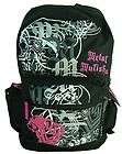 New Womens Girls Metal Mulisha Backpack School Bag Black Pink