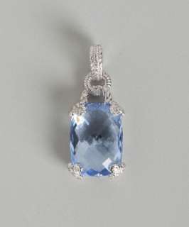 Judith Ripka diamond and blue quartz rectangular pendant   up 