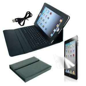  Ipad Leather with Bluetooth Keyboard Case + Clear Screen Protector 