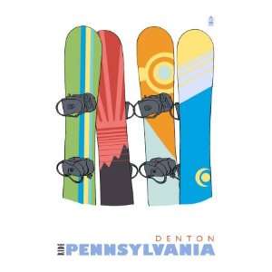  Denton, Pennsylvania, Snowboards in the Snow Giclee Poster 