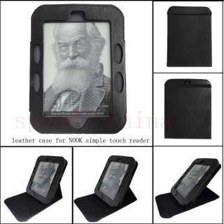 Black Leather Case Cover For Nook Simple Touch  