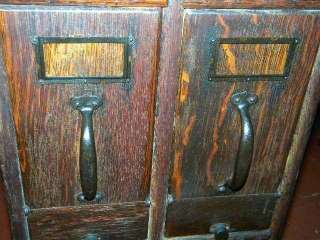  Antique Globe 6 Drawer Narrow Oak Panel Deed File Cabinet  