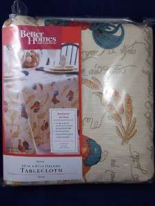 Better Homes Rooster Chicken Oblong 60 x 84 Tablecloth Vinyl Table 