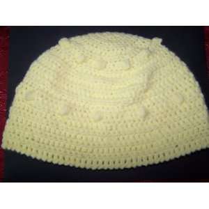  Yellow popcorn crochet cap hat 