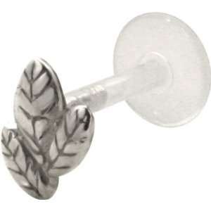 com 3D Leaf   925 Sterling Silver & Bioplast Tragus Earring or Labret 