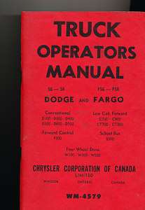 1962 Dodge Fargo WM 4579 Truck Owners Manual Operator  