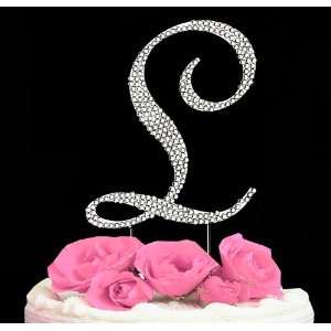 Letter L   Swarovski Crystal Monogram Wedding Cake Topper Letter 