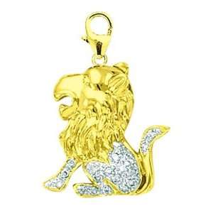   Gold 1/10ct HIJ Diamond Lion Spring Ring Charm Arts, Crafts & Sewing