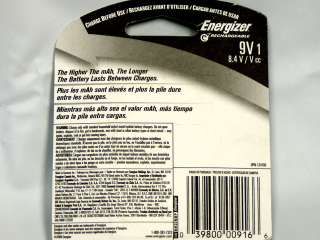 Lot of ( 2 ) Energizer   NiMH Rechargeable Battery 9 Volt ( 1  Pack)