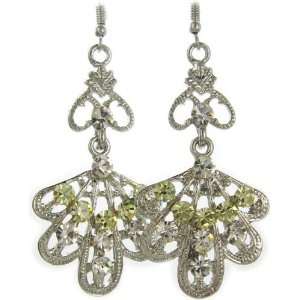    AM3694clip   Long Yellow / Clear Diamante Dropper Earrings Jewelry