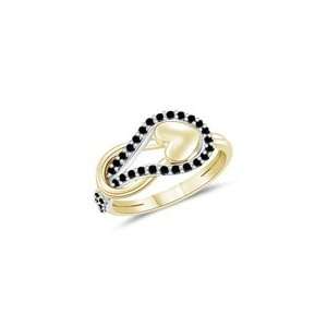   Black Diamond Heart Love Knot Ring in 14K Two Tone Gold 8.0 Jewelry