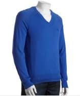 Original Penguin dazzling blue cotton v neck logo raglan sweater style 
