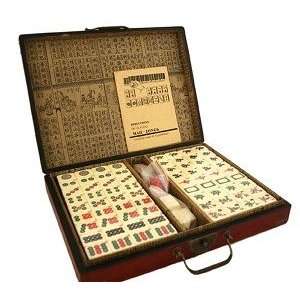  Mahjong Game Set Chinese Antique Style with Leather Case 