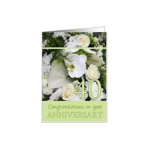  40th Wedding Anniversary White mixed bouquet card Card 