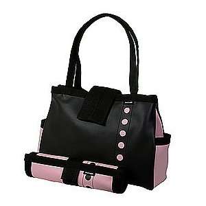  Black and Pink Bomber Diaper Tote with Changing Pad Baby