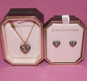 JUICY COUTURE HEART WISH NECKLACE AND EARRINGS SET PEARL / GOLD  