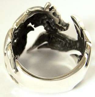 FLAME DRAGON TRIBAL TATTOO STERLING SILVER RING Sz 10  