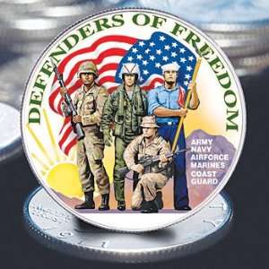  Troops Defenders Of Freedom Colorized Dollar Coin 