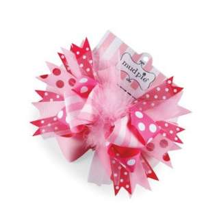 New Baby Girls Boutique Mud Pie Pink Marabou Hair Bow  