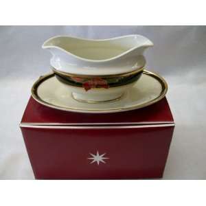  Mikasa Christmas Eve Formal China Gravy Boat and Stand 