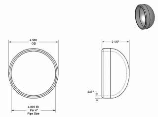   of purchase below is the specific dimensions of the pipe cap itself