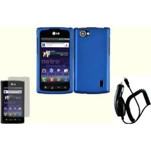  Cool Blue Hard Case Cover+LCD Screen Protector+Car Charger 