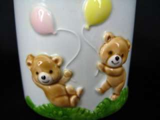 Teddy Bear Jar NORCREST Japan Jam Sugar Bowl Vtg Baby Childs Vanity 