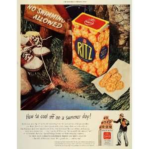  1945 Ad Ritz Crackers Summer Nabisco Lake WWII Grocery 