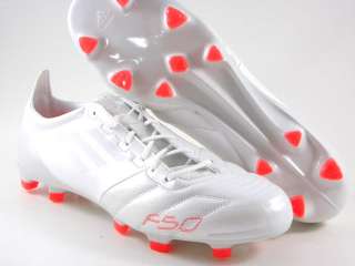   Fg White Leather/Red Soccer Futball Cleats Boots Men Shoes  