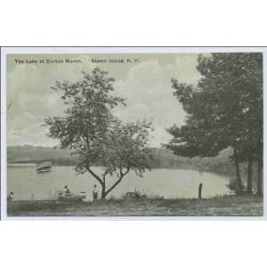   Lake at Durkee Manor, Staten Island, N.Y. people and small boats at